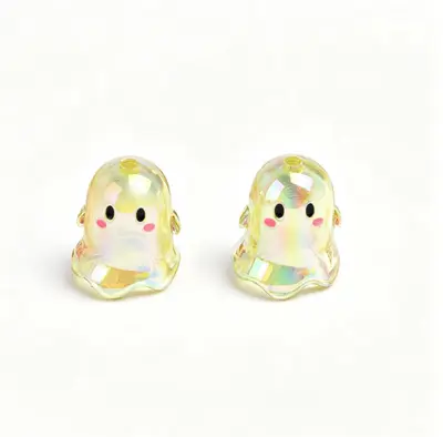 Acrylic Cartoon Ghost Pendant, Multicolor, Perforated, for DIY Phone Chain Accessories - 7