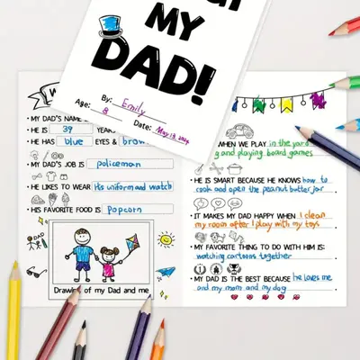 Father's Day Birthday Greeting Card DIY Dad Theme with Envelope - 7