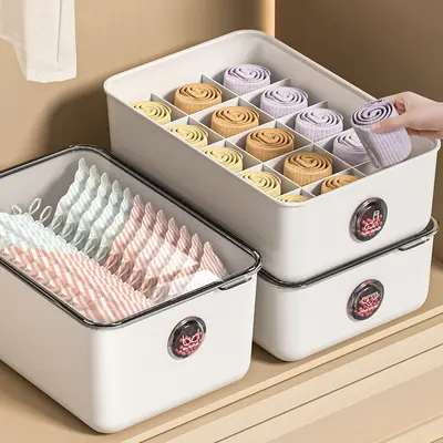 İç çamaşır saklama kutusu kapaklı, 3 in 1 bölmeli - 2