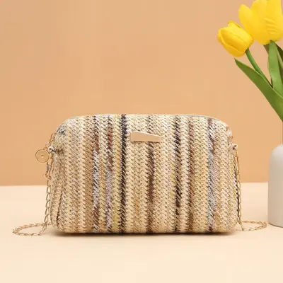 Colorful Straw Bag, Women's Crossbody Bag, Rainbow Design