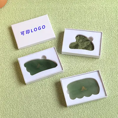 Toptan Jade Roller Masaj Seti Kutu Gua Sha Taş Kutusu Koç Boynuzu Şekilli Gua Sha Beyaz Hediye Kutusu