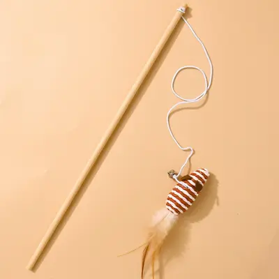 Bell Mouse Cat Teaser Wand, Chew-Resistant Cat Toy - 12