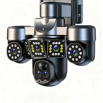 Solar-Intelligente Überwachungskamera, kabellos, Plug-and-Play, Rundum-Winkel, Außenbereich, Ultra-HD-Nachtsicht, Fernzugriff per Smartphone