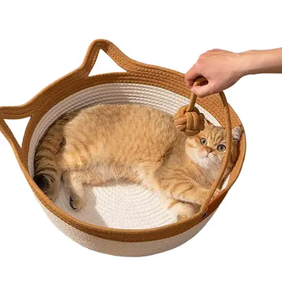Her mevsim için rattan kedi yuvası, kışlık dokuma kedi malzemeleri, uyku matı, köpek kulübesi, evcil hayvan yatağı, güvenli yuva - 8