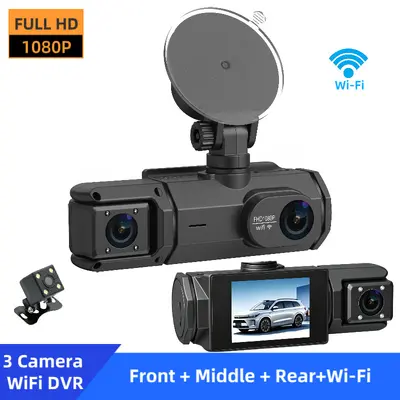 1080P araç kamerası, üçlü lens, WiFi, geri görüş - 2