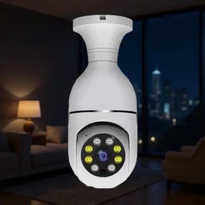 监控器 家用2.4GWiFi室内全景夜视手机远程灯泡摄像头无线监控器