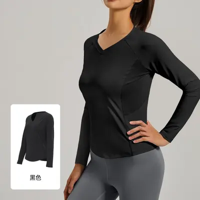 Women's Slim-Fit Long-Sleeve Yoga Top, Breathable Mesh - 9