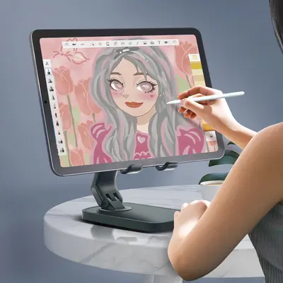 Desktop Phone Holder, 180° Rotating Foldable