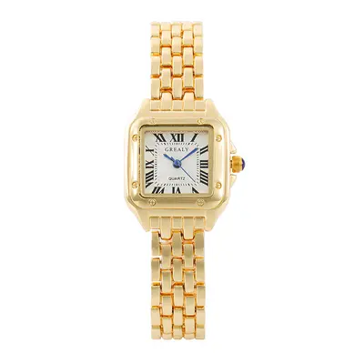 Damen-Quarzuhr quadratisches Design Diamantmuster Stahlband - 9