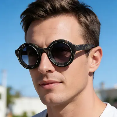 Sunglasses European and American Fashion Round Frame Sunglasses Men's Premium Feel Sunglasses Men Cross-border Wholesale sunglasses