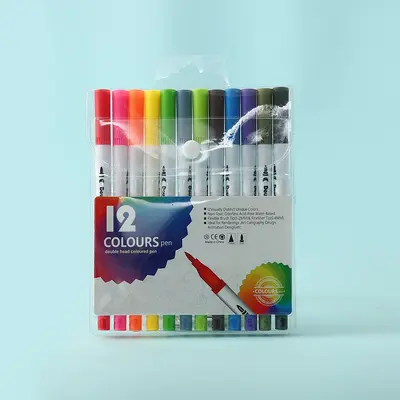 Çift uçlu suluboya kalem 120 renk yıkanabilir çevre dostu çocuk fırça seti öğrenci sanat boyama su bazlı kanca hattı kalem - 7