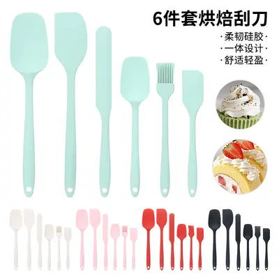 Spot Silikon integrierter Schaber 6-teiliges Schaber-Öl-Pinsel-Set Backwerkzeuge Kuchen-Creme-Spachtel