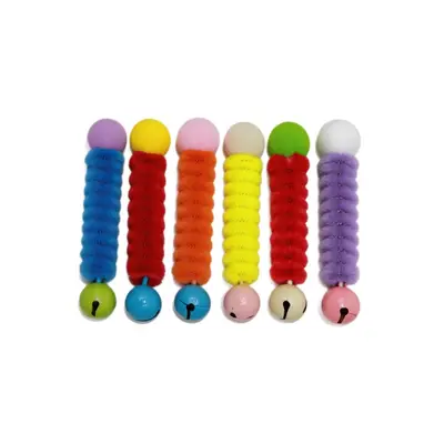 Buntes Katzenspielzeug-Set mit Federstab, Plüschbällen und Glöckchen - 6