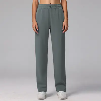 Kadın Modal Bol Paça Yoga Pantolonu, Yüksek Bel, Kumlu Yıkamalı, Uzun - 10
