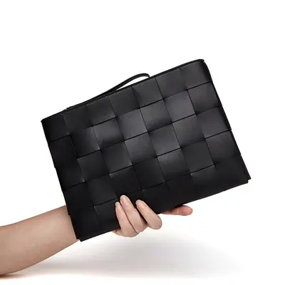 Men's Genuine Leather Accordion Document Clutch with Wrist Strap - 6