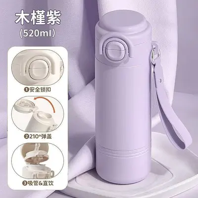 Büyük Kapasiteli Pipet Termos Kupası Öğrenci Okul Seyahat Bardağı Yeni Model Yüksek Estetik Değerli Erkek Kadın Taşınabilir Çift İçecek Bardağı - 9