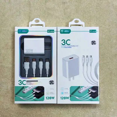 One-to-Three Data Cable with Charging Head Kit 3C Certified Compatible with Apple Huawei Android Phones Fast Charging Charger - 7