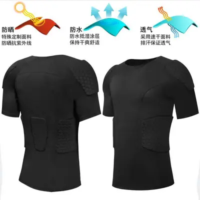PRO Padded Collision Protection Clothing Short Sleeve Inner Pad Bodysuit Basketball Protective Vest Shorts Football Armor Clothing - 5