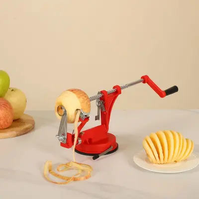 3-in-1 Automatic Fruit Peeler, Corer and Slicer - Multifunctional Fruit Peeler Machine, Manual Hand-Crank Apple Peeler for Home Use