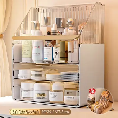Makeup desk storage box, acrylic, dustproof, luxury design
