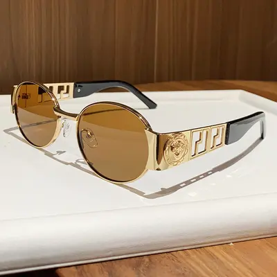 Neue Metall-Sonnenbrille 2026 mit ovalem Rahmen, Trend-Streetstyle, ausgehöhlten Bügeln, Retro-Sonnenbrille im europäischen und amerikanischen Stil
