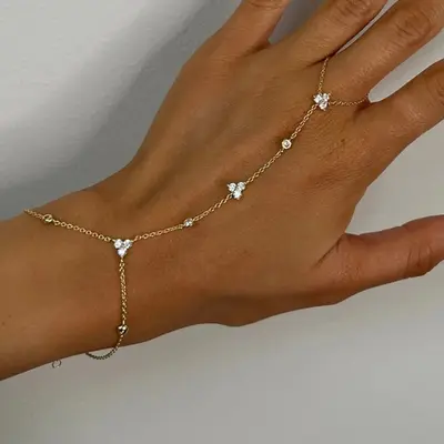 Kristall-Handrücken-Kettenarmband, geometrisch, Partyschmuck