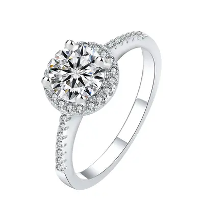 S925 Sterling Silver Moissanite Ring, 1 Carat, Round Cut - 13