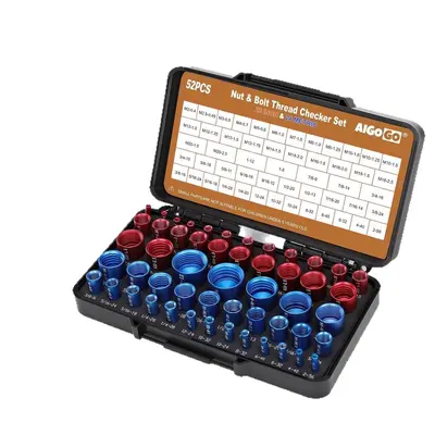 52 Piece Nut and Bolt Thread Checker Thread Gauge Set, 28 inch and 24 Metric, in Box