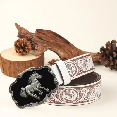Fashionable leather belt for men, vintage buckle belt, personalized for young and middle-aged men, suitable for jeans, casual, versatile, simple men's belt.