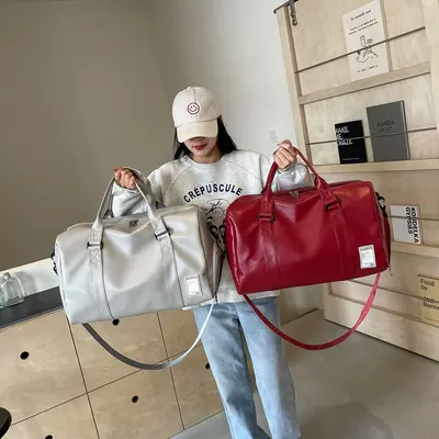 Portable travel bag for men, luxury leather travel bag for women, large capacity sports and fitness bag for men, customizable logo