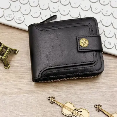 Luxury Retro Zipper Men's Wallet with Coin Compartment - 9