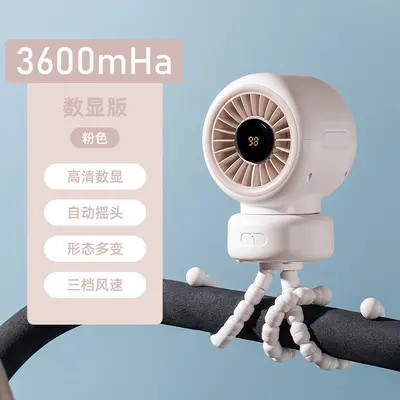 Rechargeable Mini Stroller Fan with Octopus Clip, Oscillating - 8