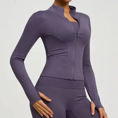 Custom Design Yoga Jacket, Fitness Top, Sample Production with Logo Option - 7