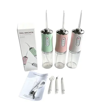 便携电动冲牙器家用3档喷水牙线洗牙器口腔清洁器带充电线三色可