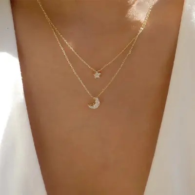 Alaşımlı kolye toptan satış Avrupa ve Amerika sınır ötesi popüler takı moda çok katmanlı kalp su damlası kolye retro kadın köprücük kemiği zinciri - 10