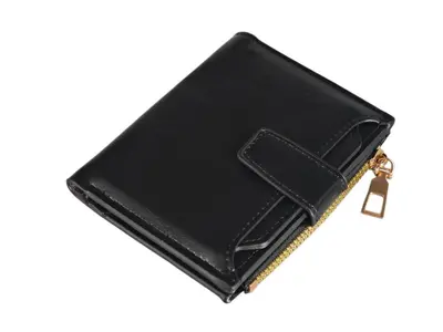 Men's Short Bifold Leather Wallet with Multiple Card Slots and Zipper - 8