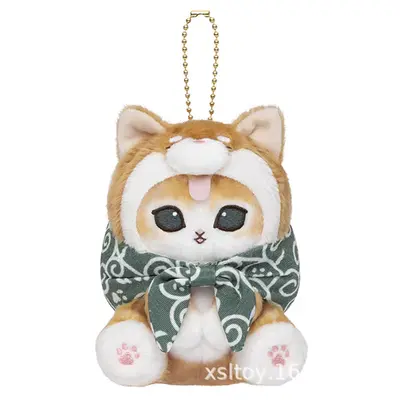 Cartoon-Hai-Katze Plüsch-Schlüsselanhänger, Taiyaki-Dorayaki-Design