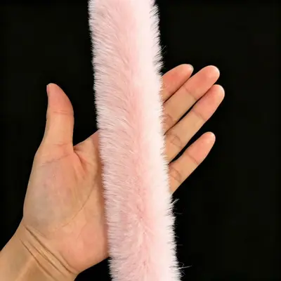 Faux Rabbit Fur White Trim Strip for Winter Clothing and Hat Decoration - 11