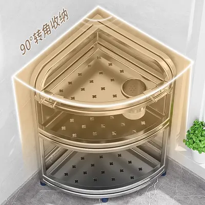 Kitchen corner storage rack stainless steel corner tripod spice storage knife holder wall mounted floor standing home