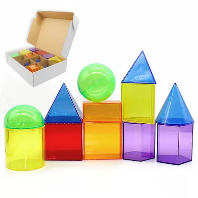 Şeffaf yapı blokları 10 cm, 3D geometrik şekiller, erken eğitim - 1
