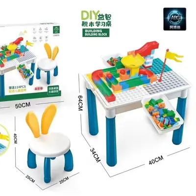 Children's Multifunctional Building Block Table, Large Bricks Educational Toy - 5