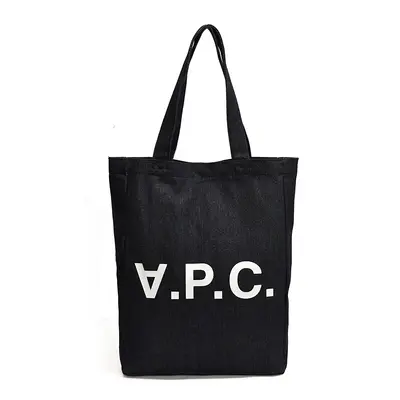Large Capacity Canvas Tote Bag, Letter Print, Shoulder Bag - 5