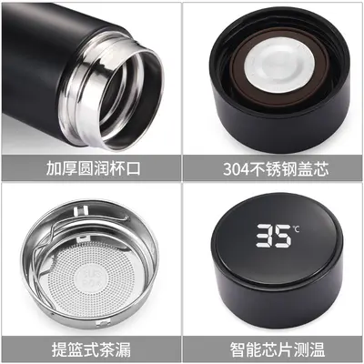 316 stainless steel thermos cup with smart temperature indicator, straight-edge cup, elegant business gift cup, custom logo water bottle - 5