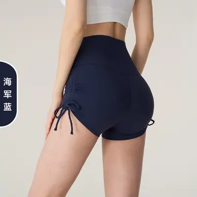 Nahtlose Yoga-Shorts mit Raffung, hohe Taille, Einheitsgröße - 7