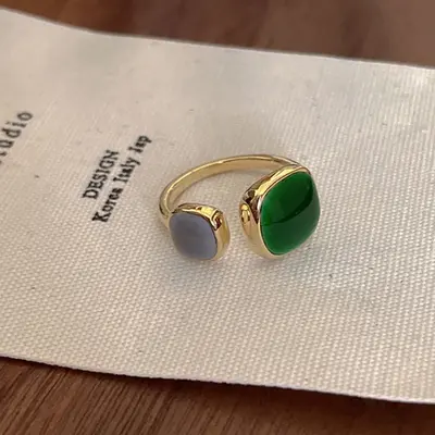 Smaragd-Ring, minimalistisches Design, japanischer Stil - 12
