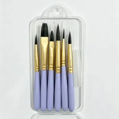 Mini Kısa Suluboya Fırçası Saç Fırçası Sanat Yağlıboya Fırçası Profesyonel Naylon Boya Dijital Yağlıboya Seti - 7