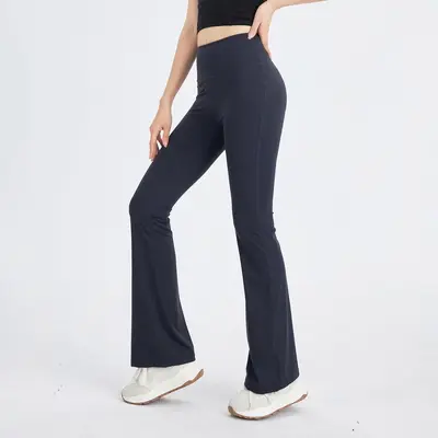 Women's High-Waist Flare Yoga Pants with Tummy Control, Slim Fit Sports Fitness Trousers