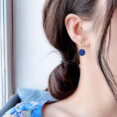 Koreanische Sternohrringe mit blauem Kristall für Damen