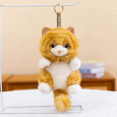Sevimli üç renkli kedi peluş anahtarlık, Ragdoll kedi çanta askı süsü - 7