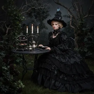 Halloween Lolita Witch Hat, Gothic Style, Butterfly Decor, Stage Props